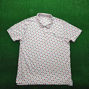St Louis Cardinals Polo Shirt Mens XL White Short Sleeve Logo All Over‎ Print